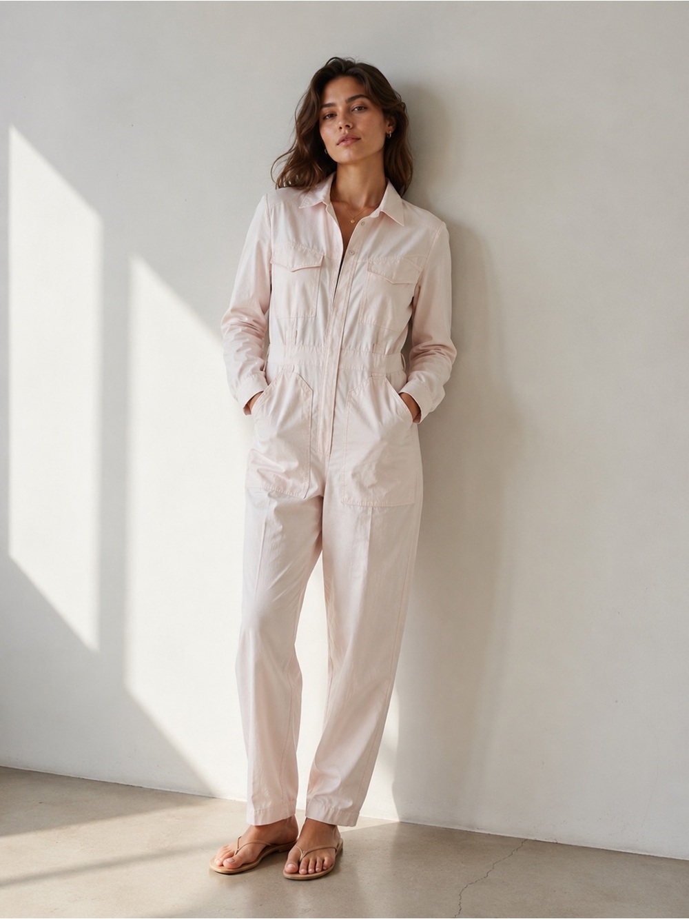 NWT Acler Battan Boiler Cotton Jumpsuit Slipper Pink Sz 6 Straight Leg Pockets